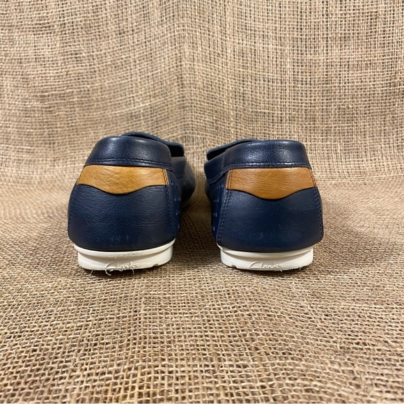 Driving Shoes Clark’s Slip On Oxfords Navy Blue Dark Tor England Mens Size 11 - Picture 8 of 10